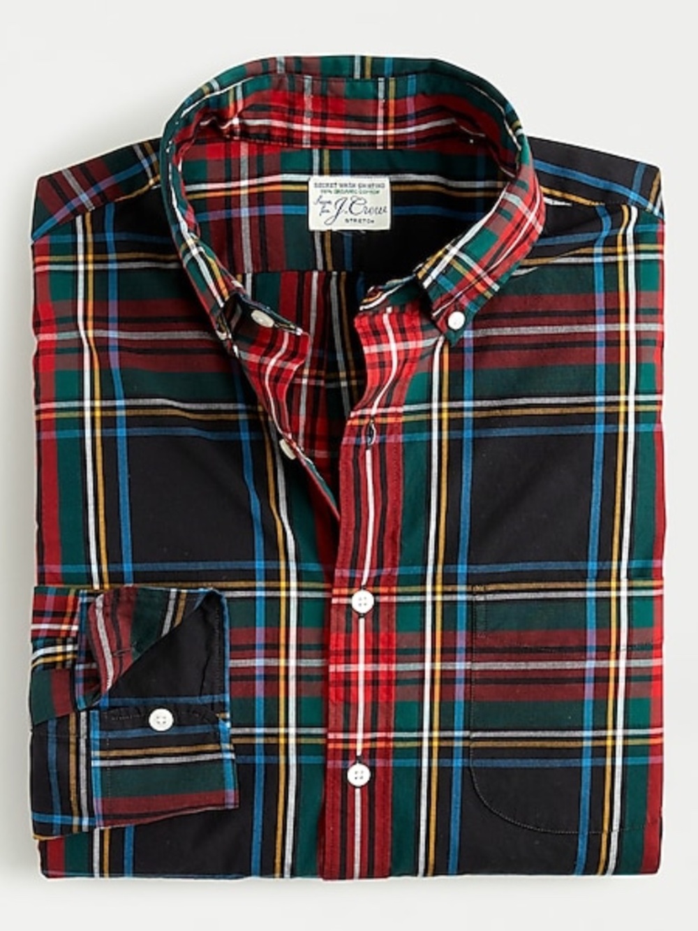 J. Crew Classic Stretch Secret Wash Stewart Tartan Organic Cotton Oxford Shirt